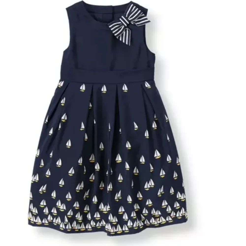 Janie and Jack Navy Blue Sailboat Print Kids Dress size 12-18M